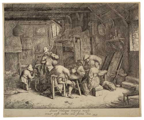 Appraisal: ADRIAEN VAN OSTADE The Breakfast Etching circa x mm x