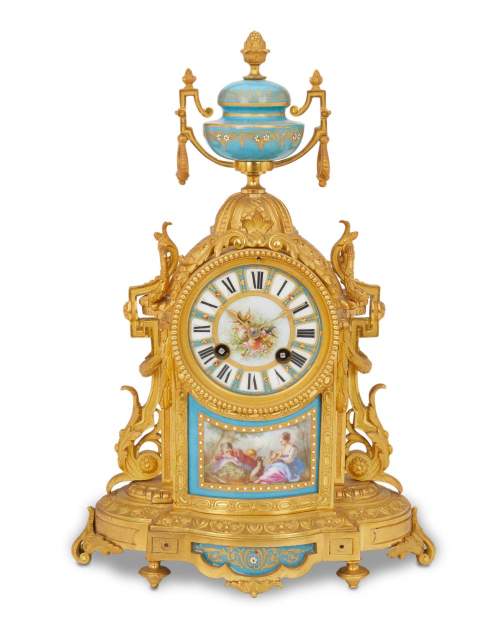 Appraisal: A Japy Fr res gilt-bronze and porcelain mantel clock Late