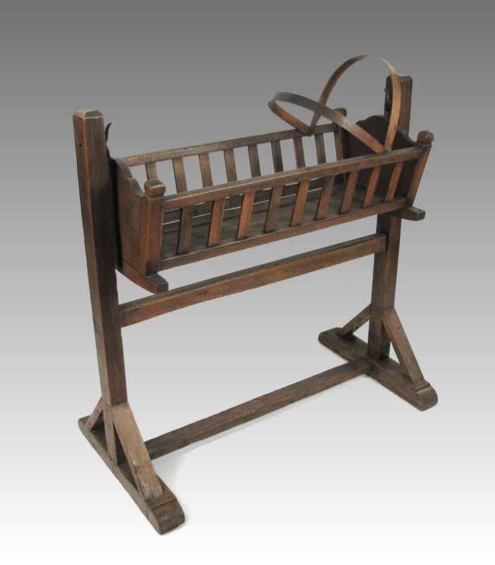 Appraisal: TH CENTURY FRENCH CRADLE ON STAND Cradle removable from stand