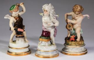 Appraisal: Meissen porcelain heart Set of three Meissen figural porcelain putti