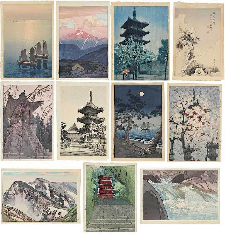 Appraisal: Japanese Woodblock Prints Hiroshi Yoshida th century four by Hiroshi