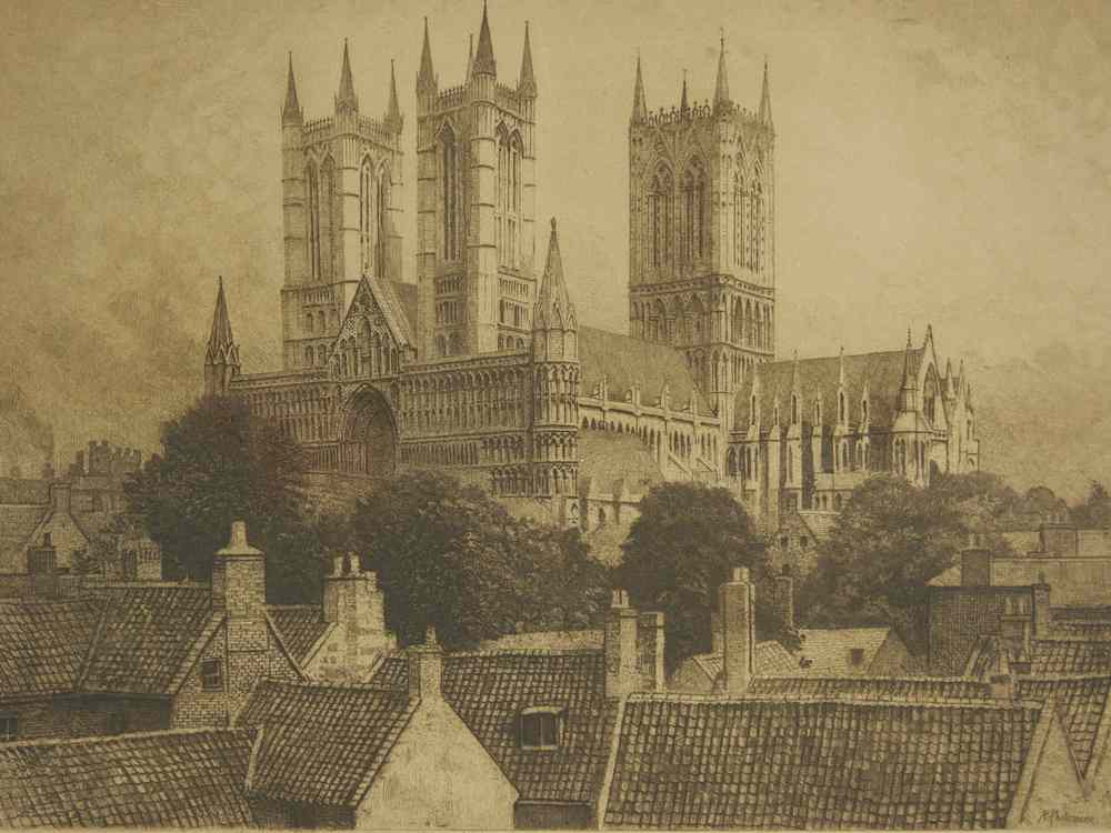 Appraisal: ETCHING SEPIA TONED - Winchester Cathedral by R P Phillimore