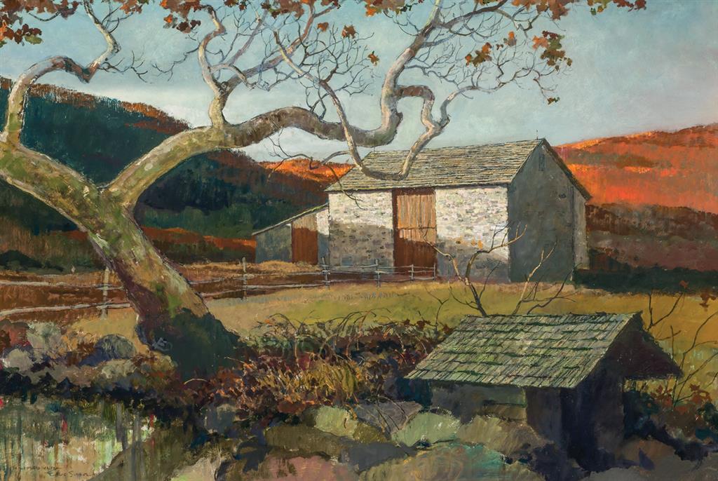 Appraisal: ERIC SLOANE American - Stone Barn oil on masonite signed