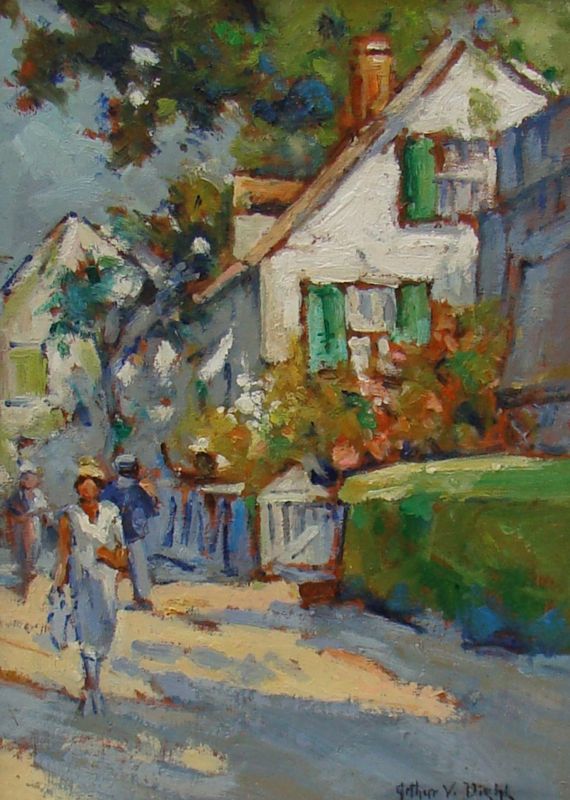 Appraisal: ARTHUR VIDAL DIEHLAmerican - Summer street scene probably Provincetown Signed