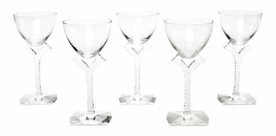 Appraisal: A Set of Eleven Baccarat Goblets having a shaped ribbed