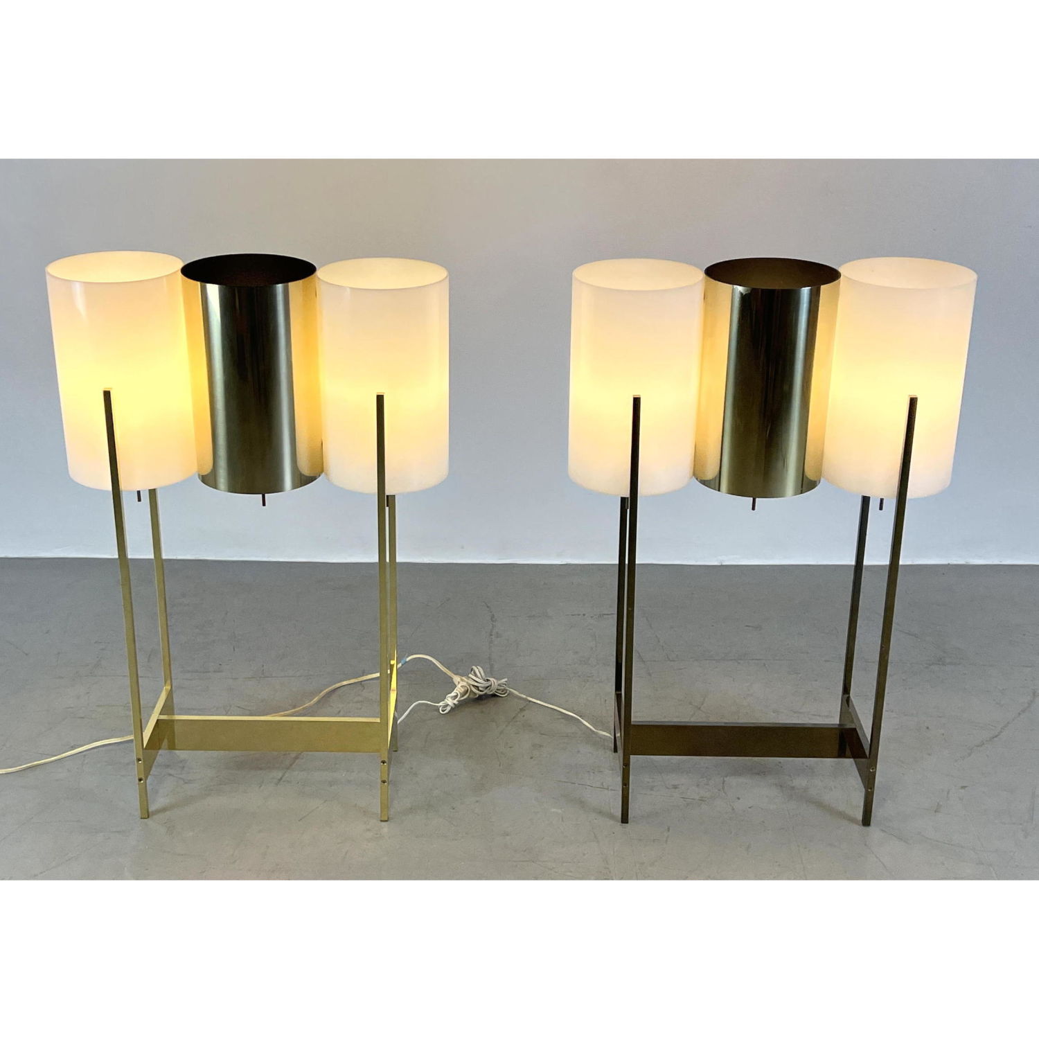 Appraisal: Pair of Large Scale Paul Mayen Lucite and Brass Table