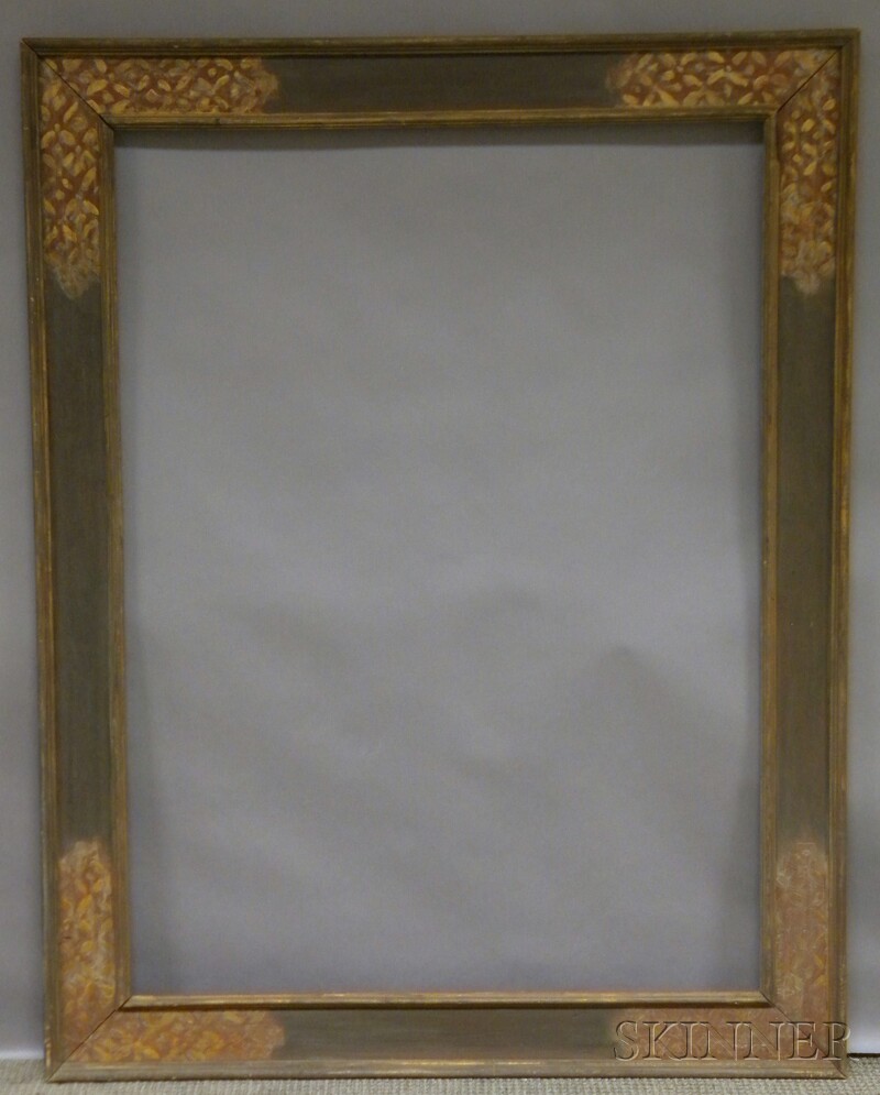 Appraisal: Arts Crafts Carved and Painted Frame rabbet x in losses