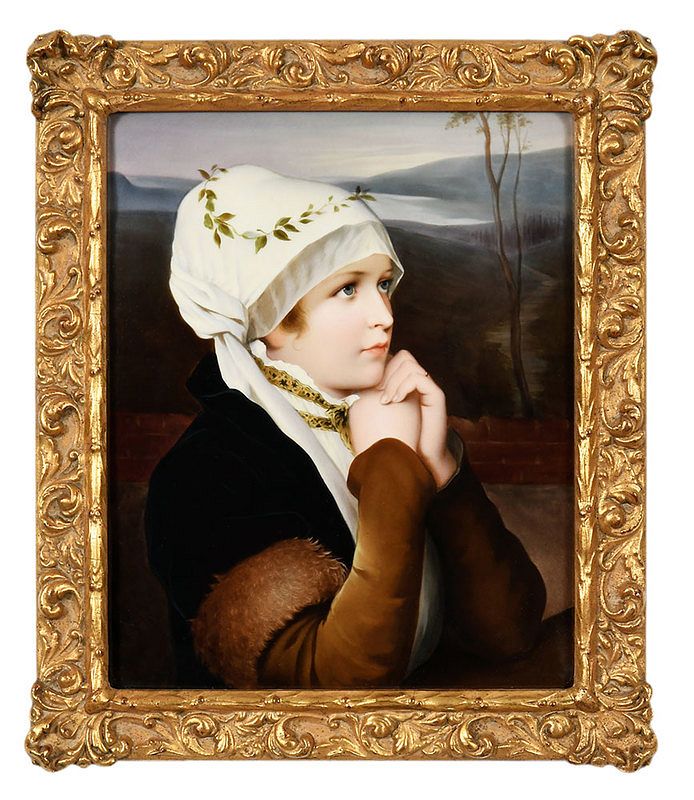 Appraisal: A Fine Berlin K P M Porcelain Plaque Im Gebet