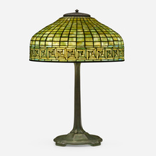 Appraisal: Tiffany Studios Greek Key table lamp USA c leaded glass