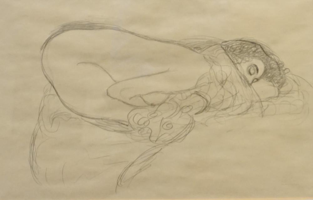 Appraisal: AFTER GUSTAV KLIMT AUSTRIAN - SEMI-NUDE LEANING FORWARD PREPARATORY WORK