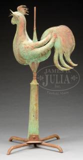 Appraisal: FOLK ART FULL BODIED COPPER ROOSTER WEATHERVANE ON SPIRE FOLK