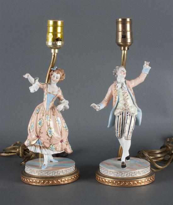 Appraisal: Pair of Dresden style porcelain figures of an th century