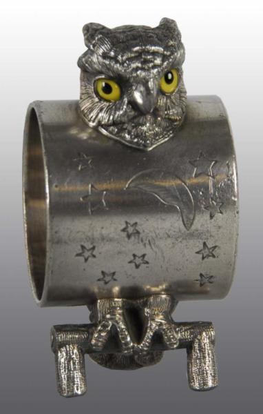 Appraisal: Owl Figural Napkin Ring Description Glass eyes No damage or