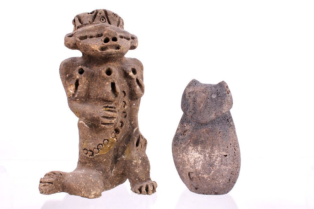 Appraisal: Pre-Columbian Mayan Owl Anthropomorphic Effigies Included in this lot is