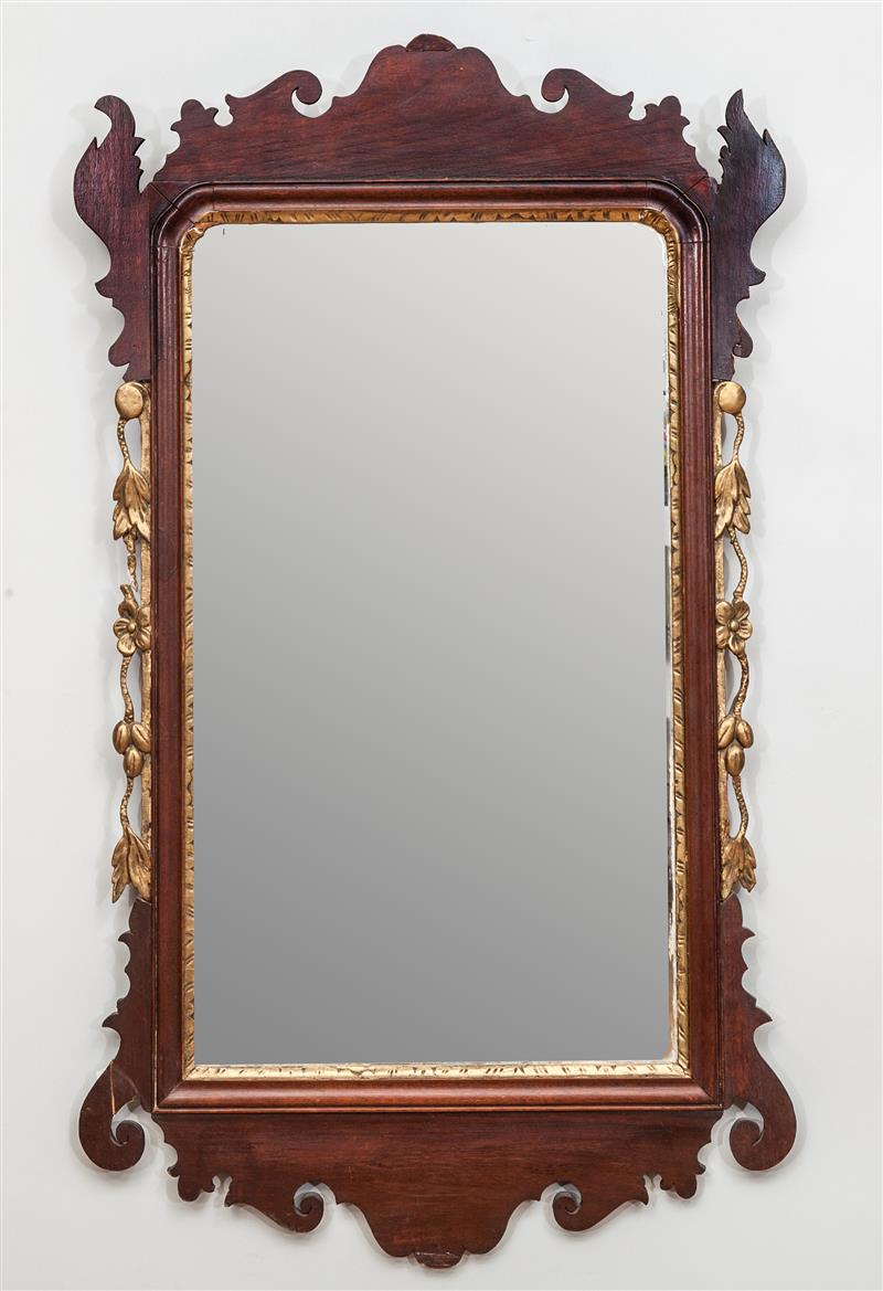 Appraisal: CHIPPENDALE MAHOGANY AND PARCEL-GILT MIRROR x in Collection of Jean