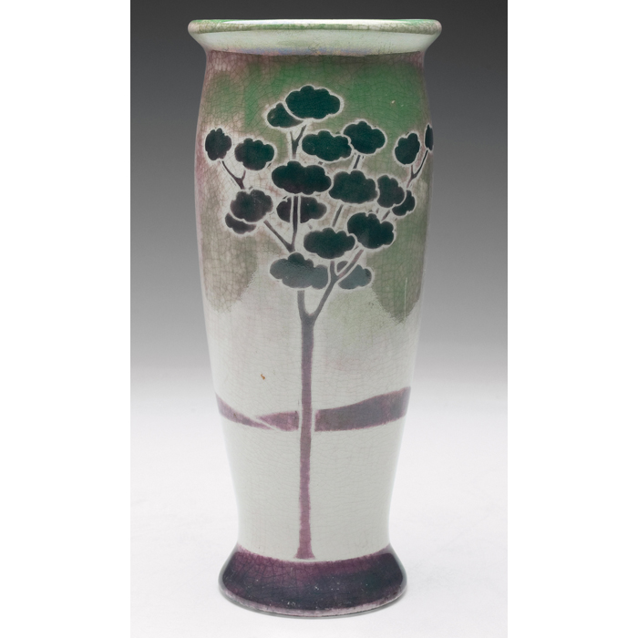 Appraisal: Rare Weller Marengo Ware vase designed by Lessell stylized landscape