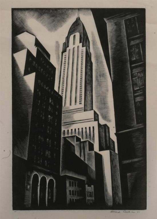 Appraisal: HOWARD COOK American - CHRYSLER BUILDING signed and dated in