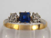 Appraisal: An carat gold and platinum three stone sapphire and old