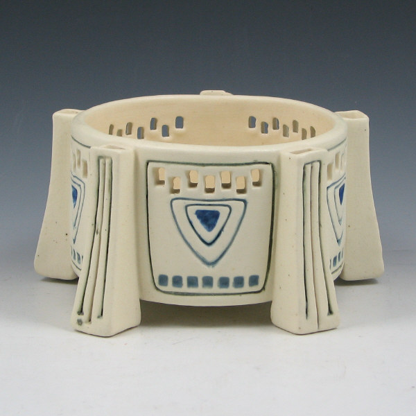 Appraisal: Unusual Weller Creamware fern dish with open rectangles around the