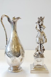 Appraisal: SILVER PLATE EPERGNE BASE AND JUG