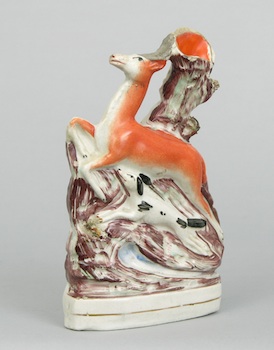 Appraisal: A Staffordshire Pottery Spill Vase with a Deer A Staffordshire