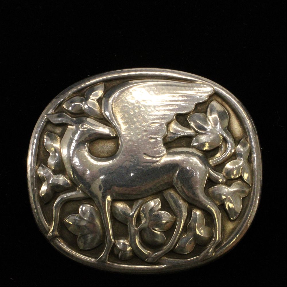 Appraisal: Georg Jensen Winged Deer Brooch A vintage sterling silver Georg