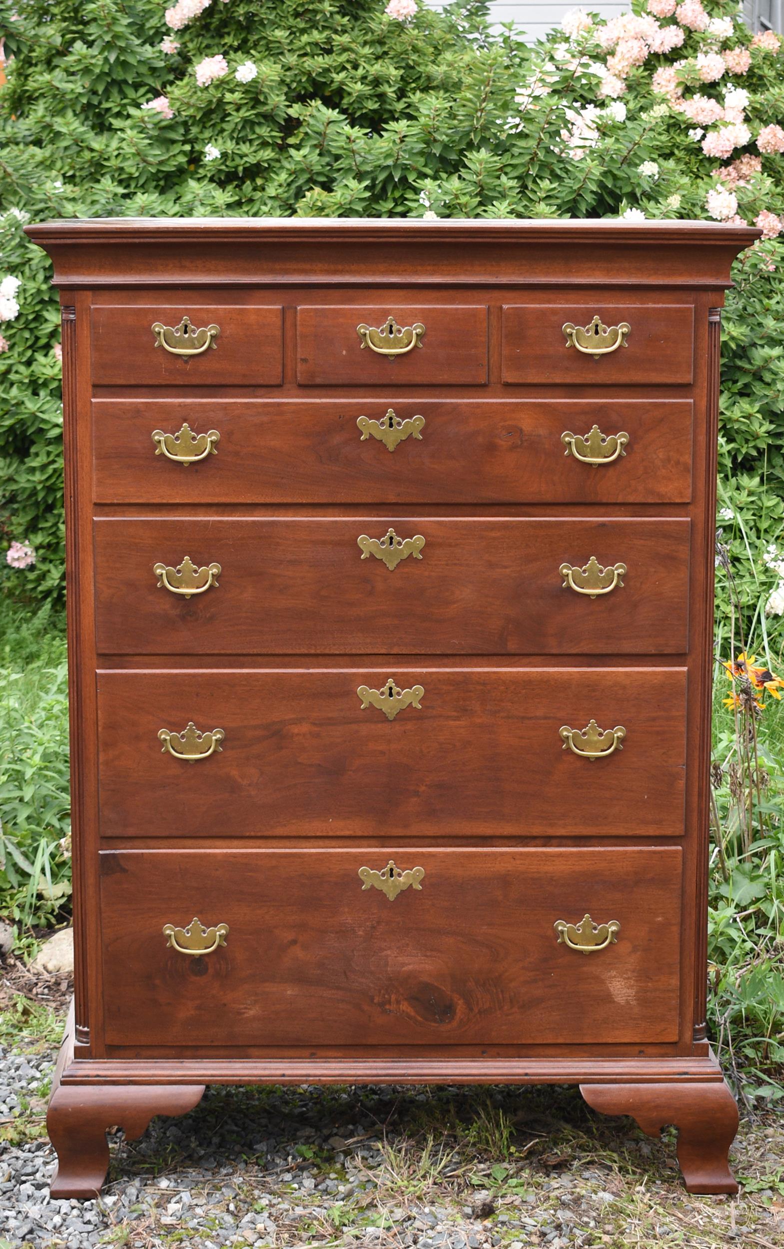 Appraisal: TH C PA CHIPPENDALE WALNUT TALL CHEST A period th