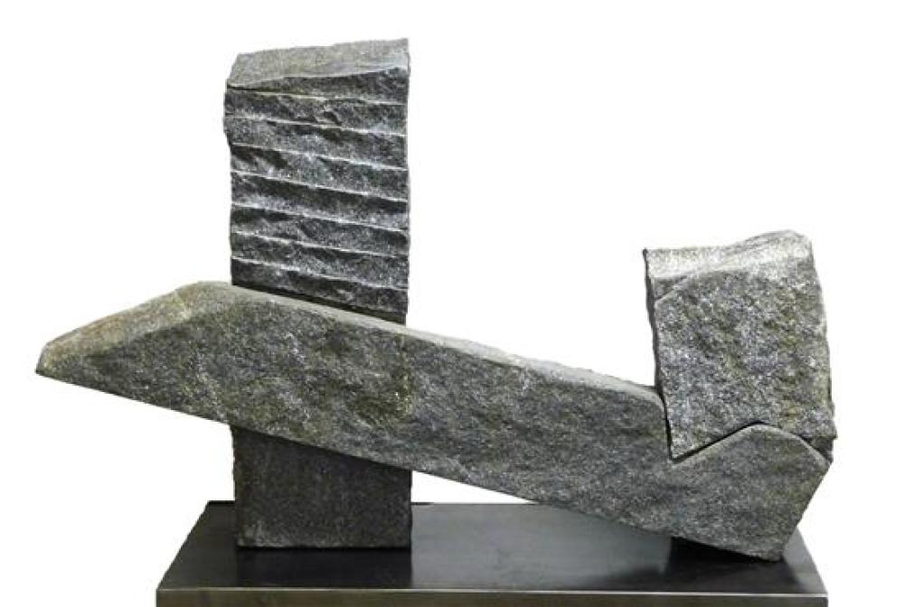 Appraisal: Harry Gordon American b modern tri-part stone sculpture a maquette