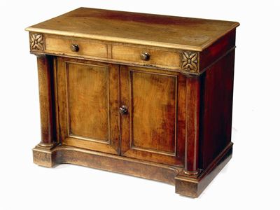 Appraisal: A Victorian mahogany side cabinet the later top above a