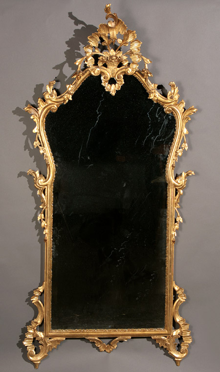 Appraisal: Pair of Louis XV Style Giltwood Mirrors th Century Each