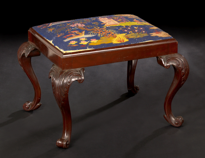 Appraisal: George III-Style Mahogany Stool mid- th century the padded rectangular