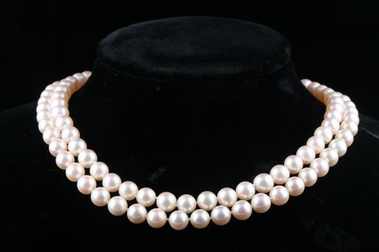 Appraisal: MIKIMOTO CULTURED PEARL DOUBLE-STRAND NECKLACE mm- mm round cultured pearls