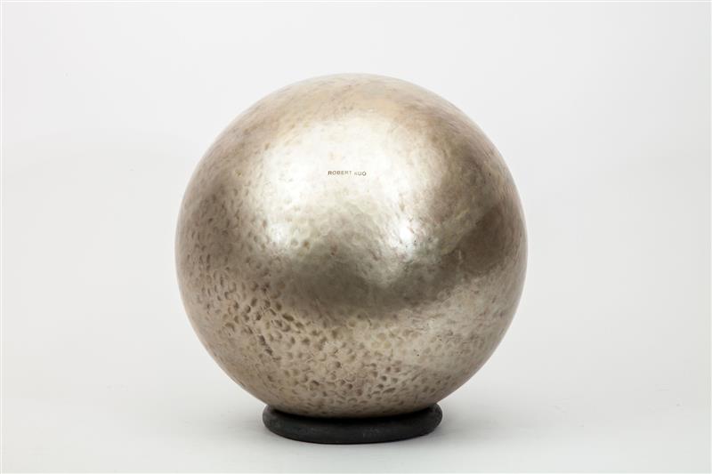 Appraisal: Robert Kuo Untitled Orb Polished and hammered metal with impressed