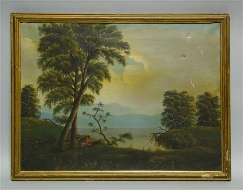 Appraisal: HUDSON RIVER SCHOOL LANDSCAPE WITH TWO FIGURES IN THE FOREGROUND