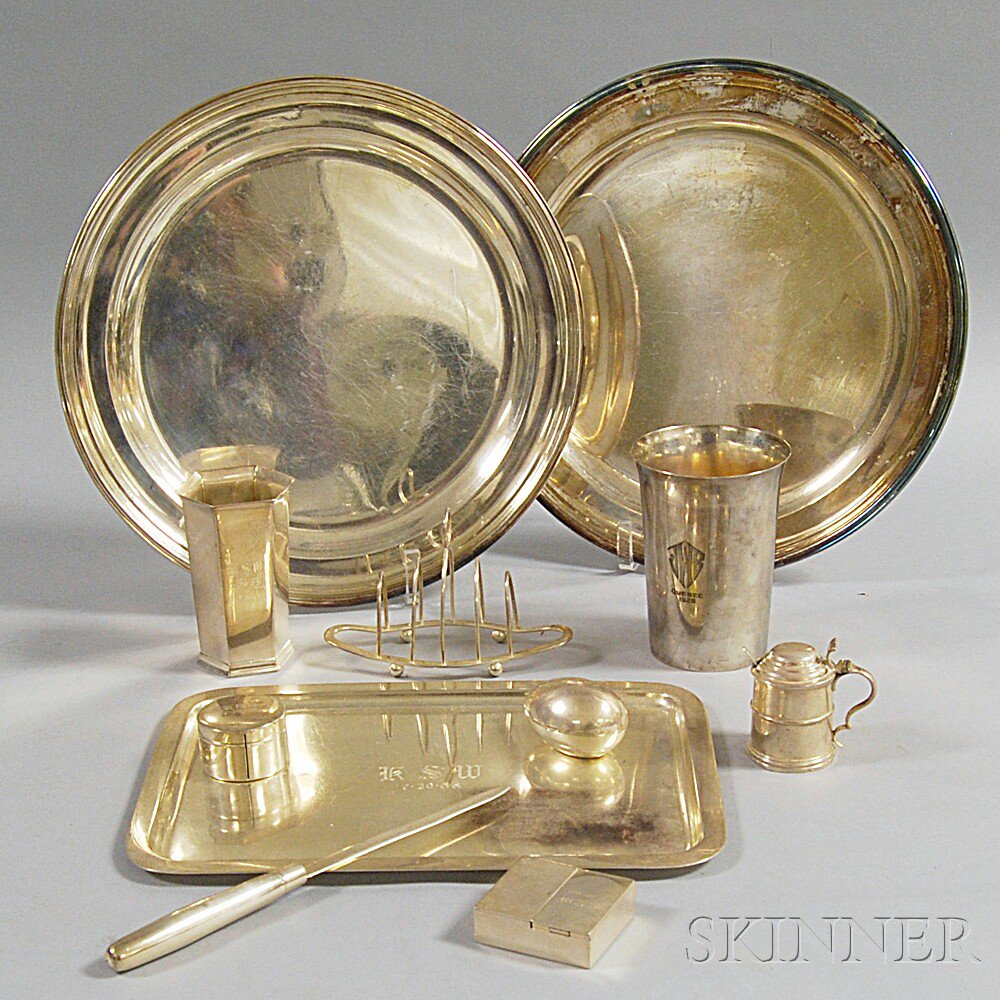 Appraisal: Seven Pieces of Tiffany-retailed Sterling Silver Hollowware some with additional