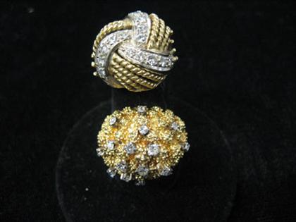 Appraisal: Diamond dome rings Two karat yellow gold rings each set