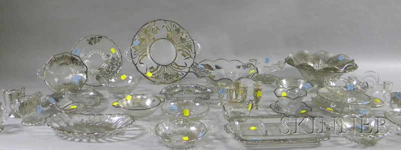 Appraisal: Approximately Twenty-four Silver Overlaid Colorless Glass Table Items