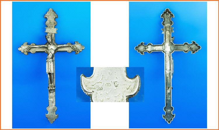 Appraisal: thC Russian Silver Crucifix Of Gothic Form With Engraved Decoration