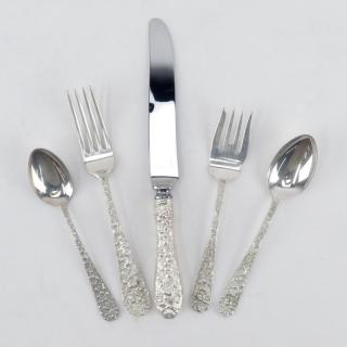 Appraisal: Seventy Five Stieff Sterling Silver Repousse Luncheon Flatware Set Seventy