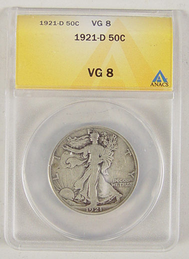 Appraisal: -D Walking Liberty Half Dollar ANACS certified and graded VG-