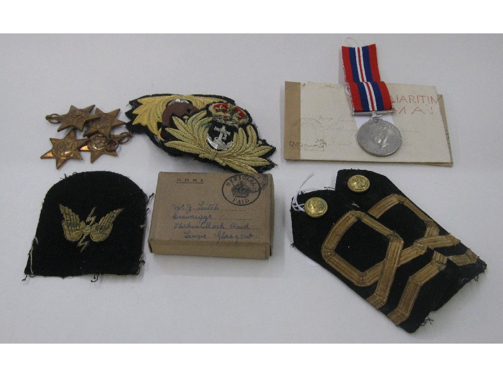 Appraisal: Lot comprising WWII war medal three stars epaulets and patches