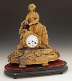 Appraisal: French Gilt Spelter Figural Mantle Clock th c by Japy