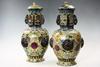 Appraisal: COVERED URNS - Pair of Chinese cloisonne three-part urns with