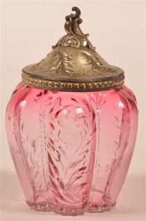 Appraisal: Victorian Cranberry Art Glass Sugar Bowl Victorian Cranberry Art Glass