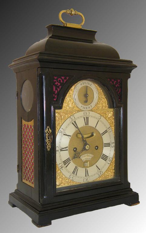 Appraisal: Good English ebonised double fusee bracket clock the five pillar