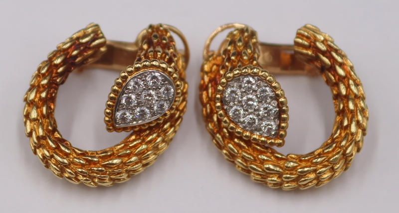 Appraisal: JEWELRY ATTR BOUCHERON KT GOLD DIAMOND EAR Clips Pair of