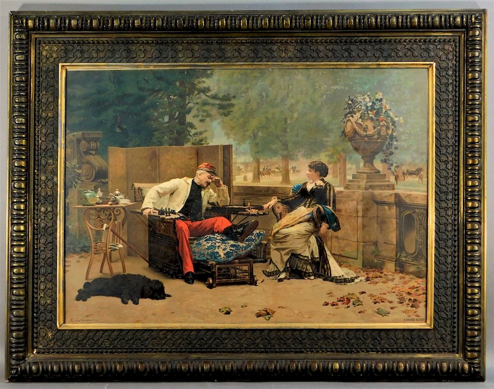 Appraisal: Louis A G Loustaunau Victorian Chromolithograph Louis Auguste Georges Loustaunau