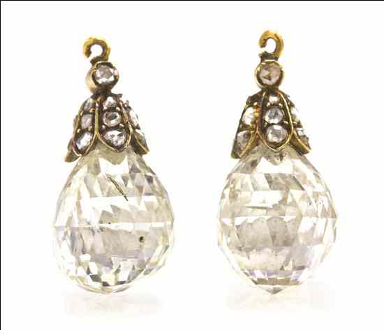 Appraisal: A Pair of Victorian Diamond Briolette Pendants designed as earring