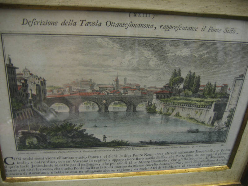 Appraisal: AFTER GIUSEPPE VASI ITALIAN IL PONTE SISTO hand colored engraving