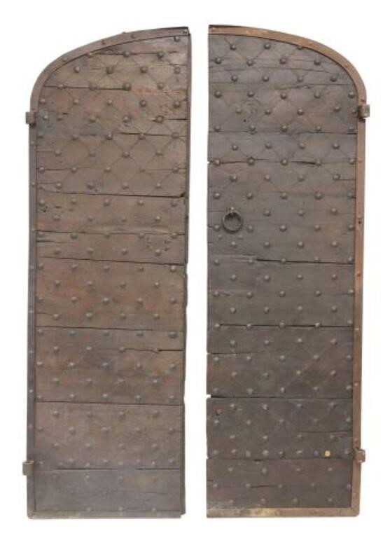 Appraisal: pair Architectural Italian convent doors th c with iron stud